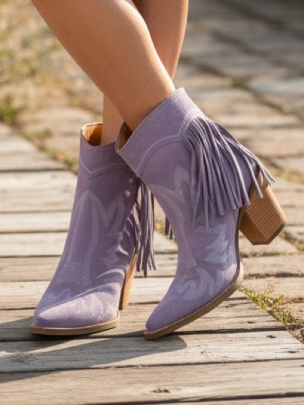 Dingo Women's Wild Purple Sage Lavender Suede Fringe Western Boots Booties